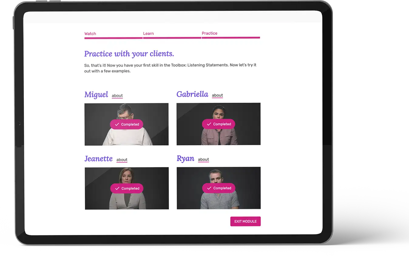 Lyssn training module that demonstrates quality improvement